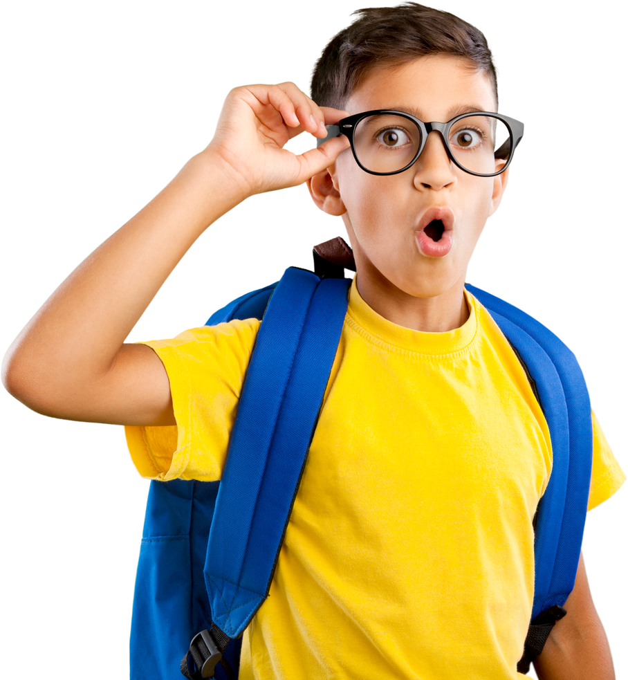 Boy with Backpack and Glases